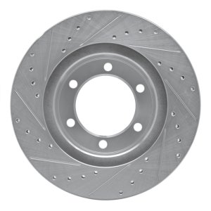 Toyota 4Runner Brake Rotor (1) - Front Right - R1 Concepts - Drilled & Slotted - Silver - `95-`04